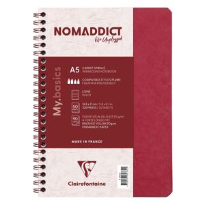 Nomaddict Notatbok Spiral A5 linjer - Rød