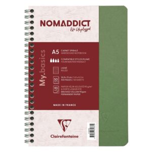 Nomaddict Notatbok Spiral A5 linjer - Grønn