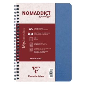 Nomaddict Notatbok Spiral A5 linjer - Blå