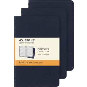 Moleskine Cahier Journal 3pk P - Linjert Indigo Blue