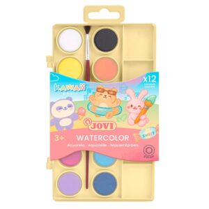 Jovi Kawaii - Maleskrin 12 tabletter 22mm 12 farger + pensel