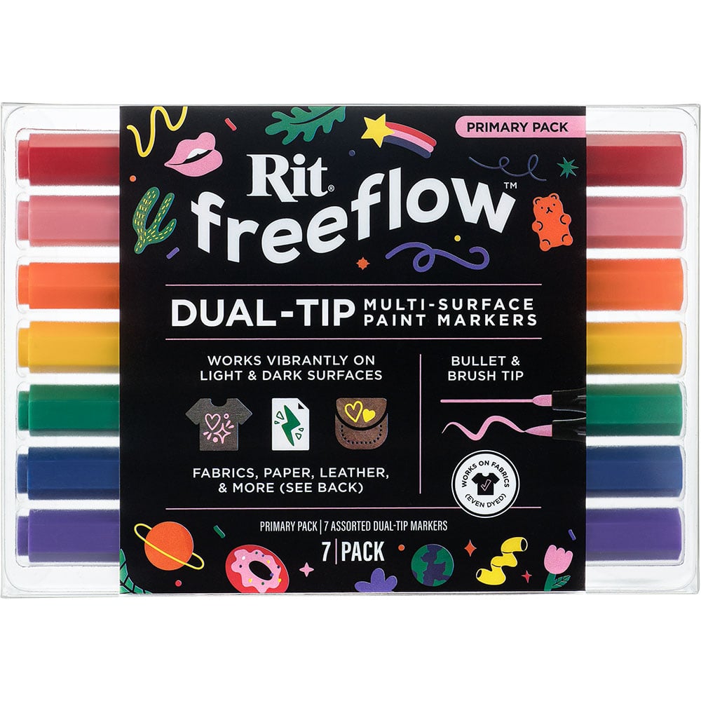 Rit FreeFlow Dual-Tip Markers Sett 7stk - Primary Colors