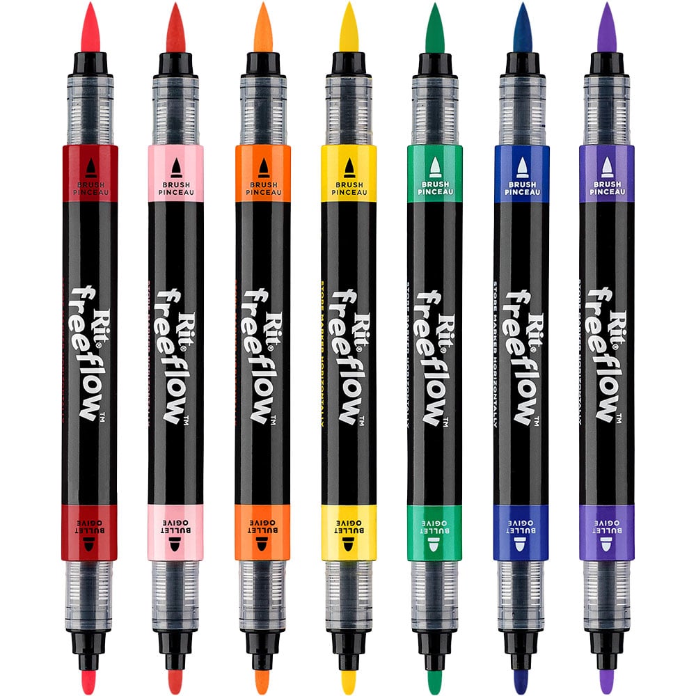 Rit FreeFlow Dual-Tip Markers Sett 7stk - Primary Colors - Bilde 2