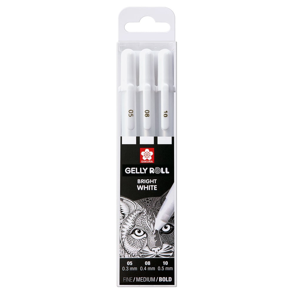 Sakura Gelly Roll Classic - Sett 3stk 05, 08, 10 - 50 Hvit